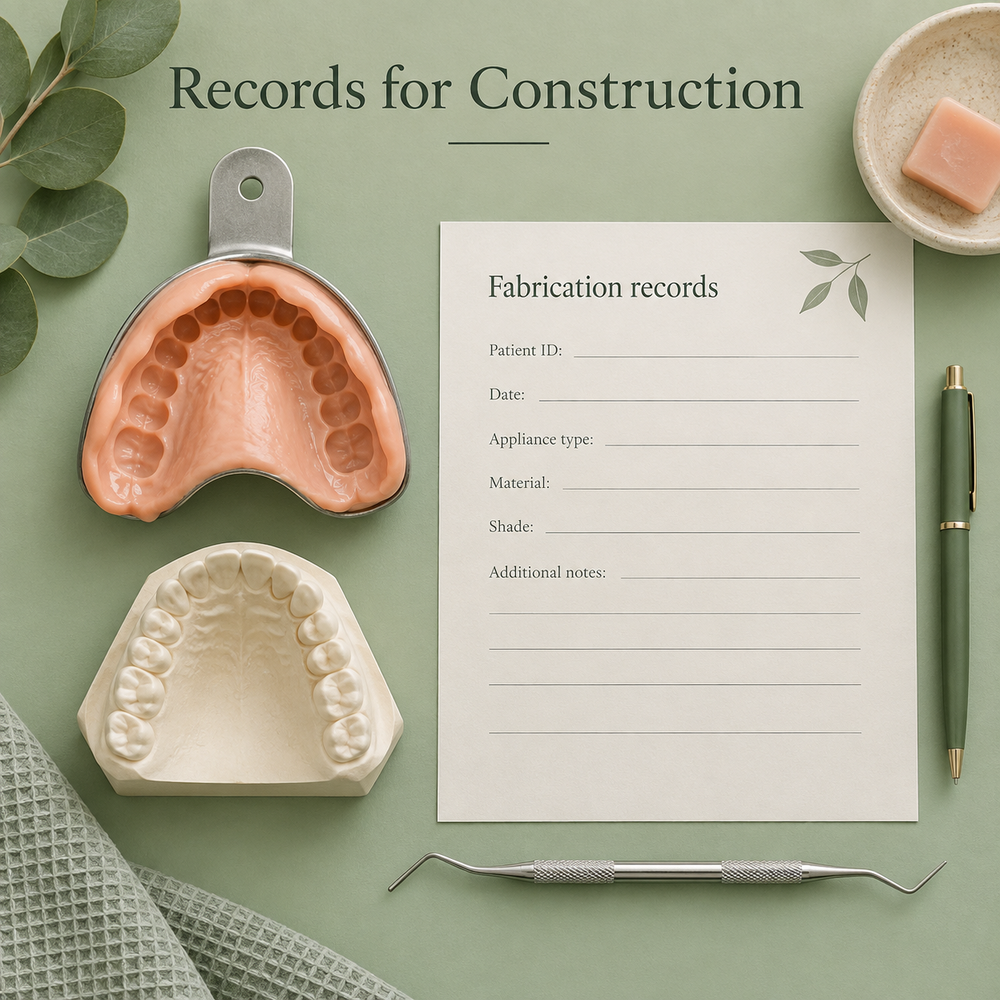 Records support appliance fabrication. Educational illustration.
