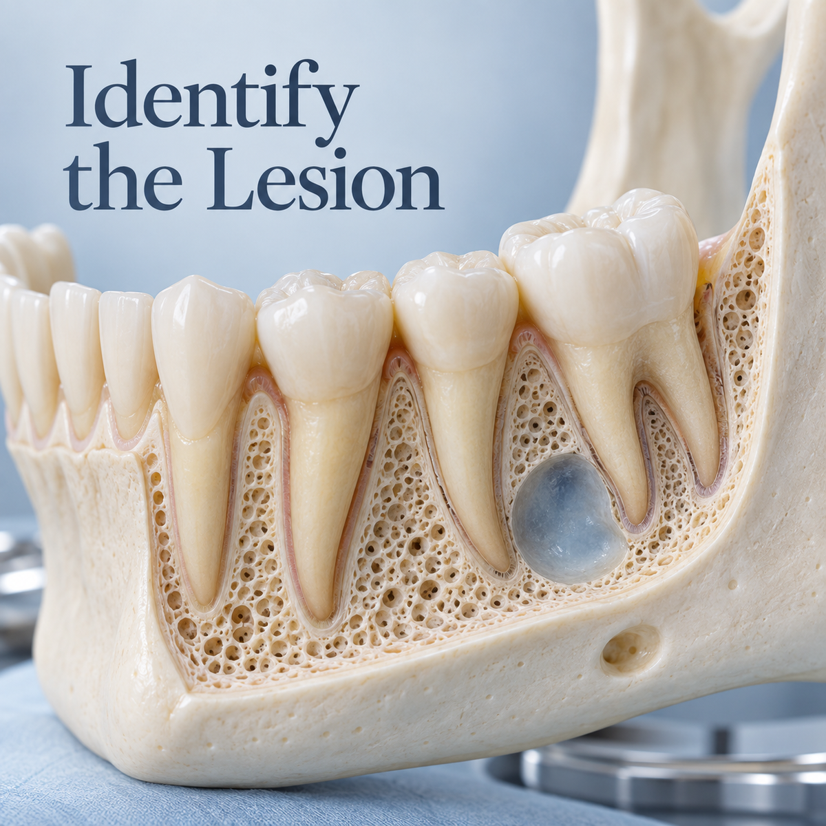 Identify the Lesion. Educational illustration.