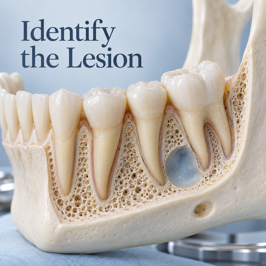 Identify the Lesion. Educational illustration.
