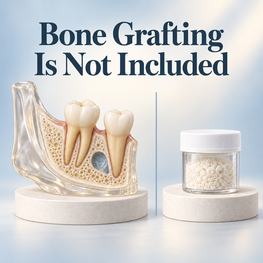Educational jaw cyst model separated from bone graft material, which is not included.
