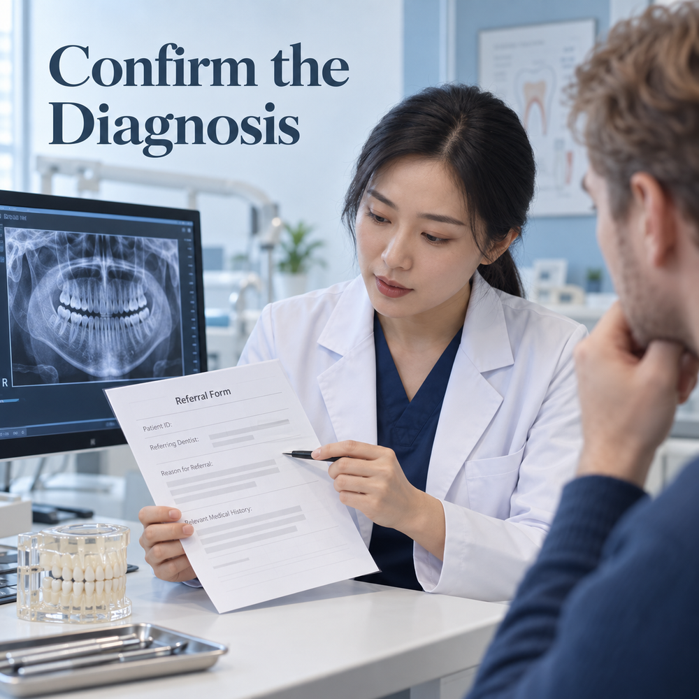 Confirm the Diagnosis. Educational illustration.