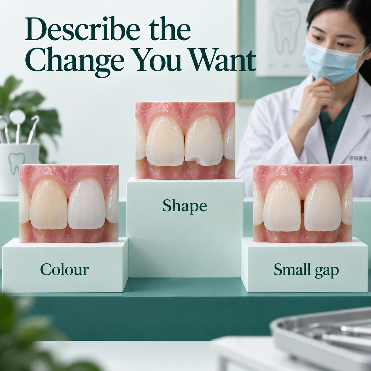 Colour, shape and a local surface defect are appearance concerns. Educational illustration.