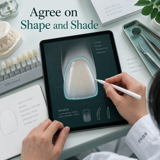 Shade and outline are agreed for the visible tooth surface. Educational illustration.