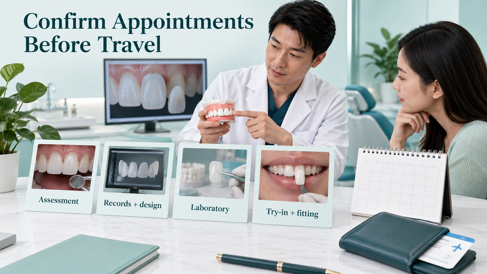 Visits depend on assessment and laboratory work. Educational illustration.