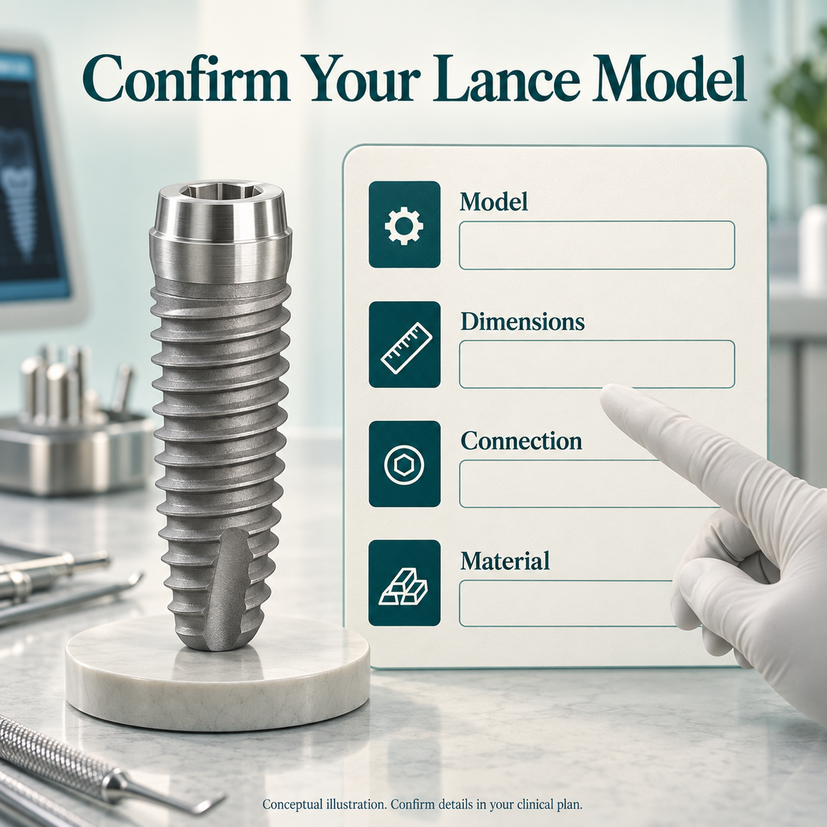 Lance implant treatment: surface — conceptual illustration