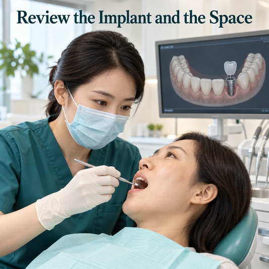 Review the Implant and the Space — illustrative crown-restoration planning scene.