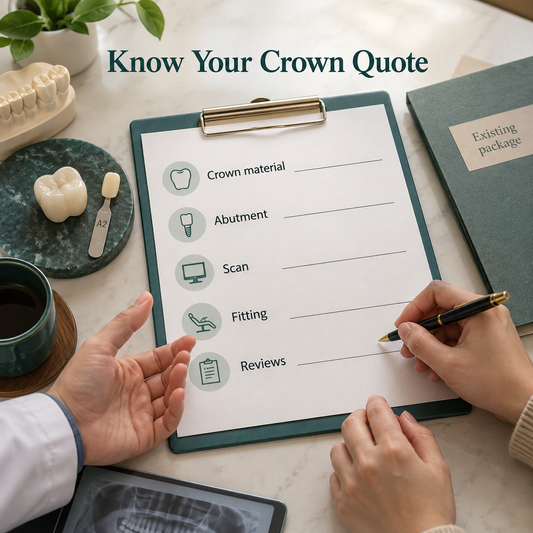 Know Your Crown Quote — illustrative crown-restoration planning scene.