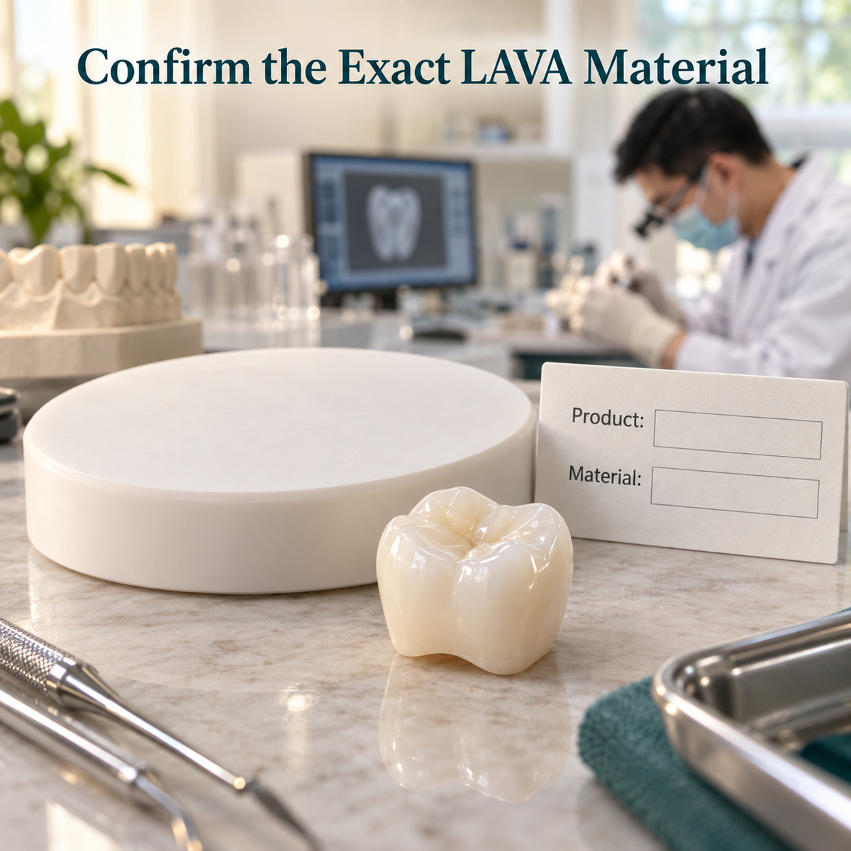 Confirm the Exact LAVA Material — educational illustration of implant crown planning.