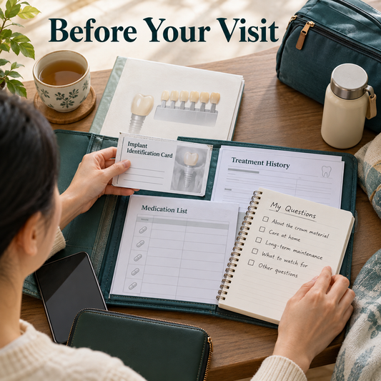 Before Your Visit — illustrative crown restoration and continuing care.