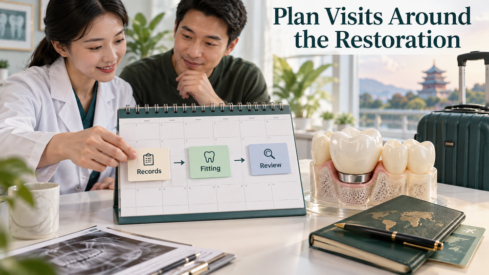 Scheduling records, crown fitting and review appointments.