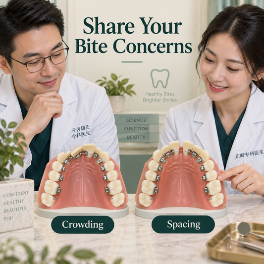 Tooth spacing and crowding are discussed as individual concerns. Educational illustration.