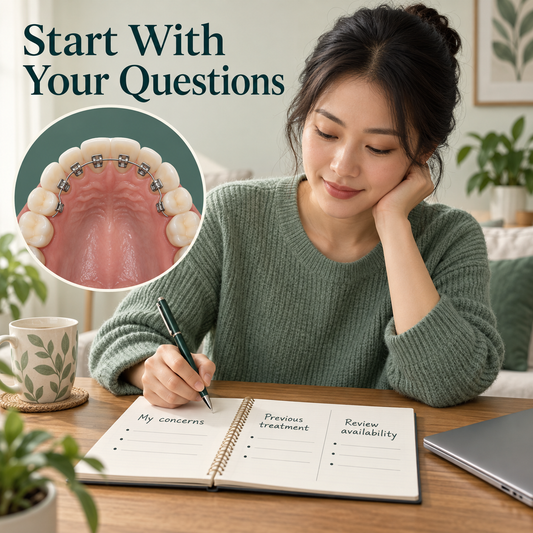 The patient prepares goals and availability for reviews. Educational illustration.