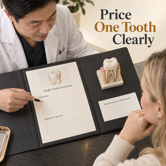 Price One Tooth Clearly. Educational illustration.