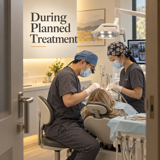 During Planned Treatment. Educational illustration.