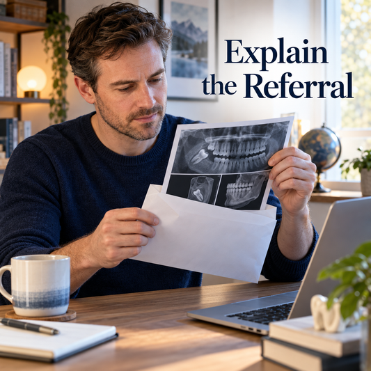 Explain the Referral. Educational illustration.