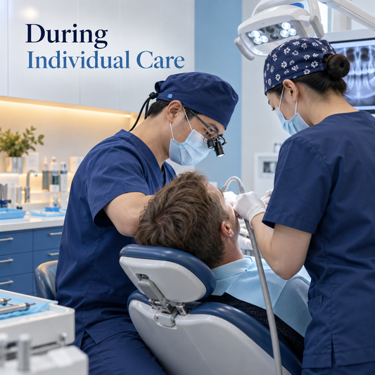 During Individual Care. Educational illustration.