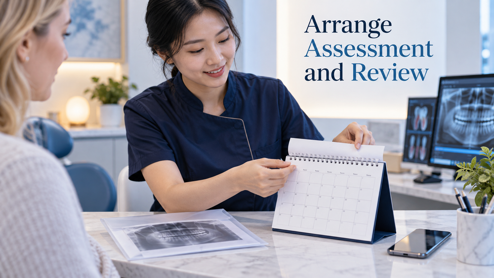 Arrange Assessment and Review. Educational illustration.