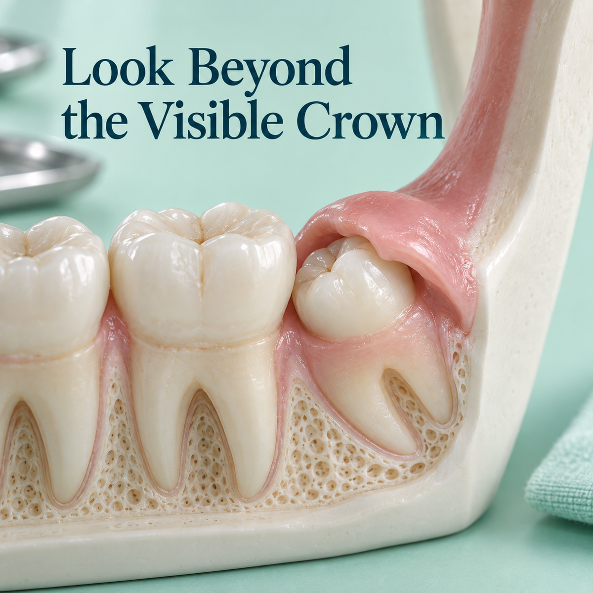 Look Beyond the Visible Crown. Educational illustration.
