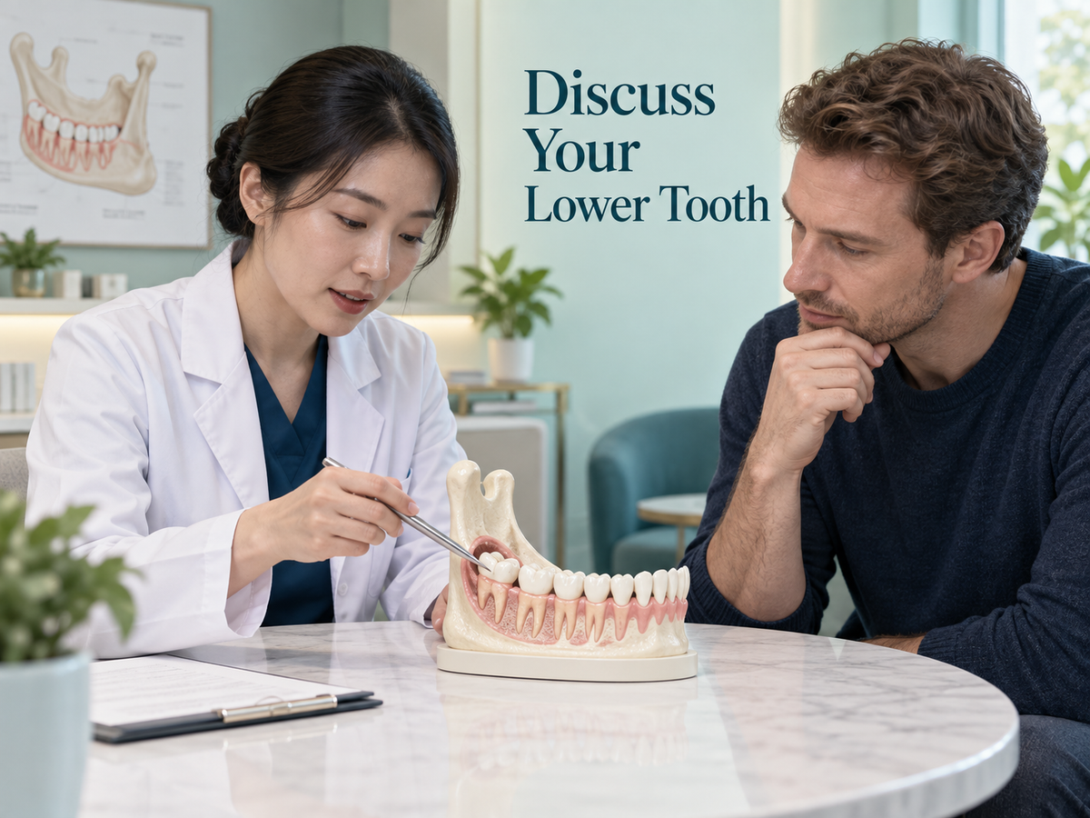 Discuss Your Lower Tooth. Educational illustration.