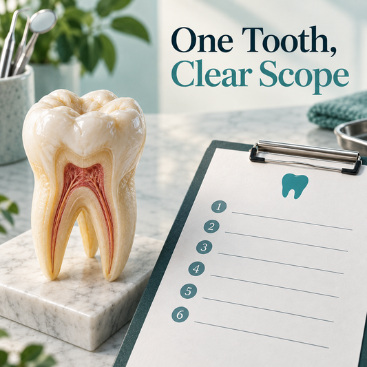 One Tooth, Clear Scope. Educational illustration.