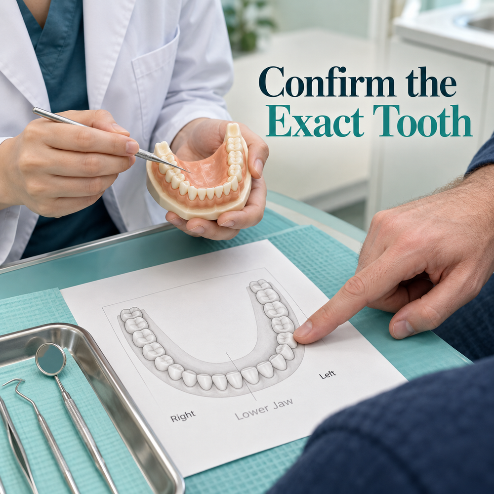 Confirm the Exact Tooth. Educational illustration.