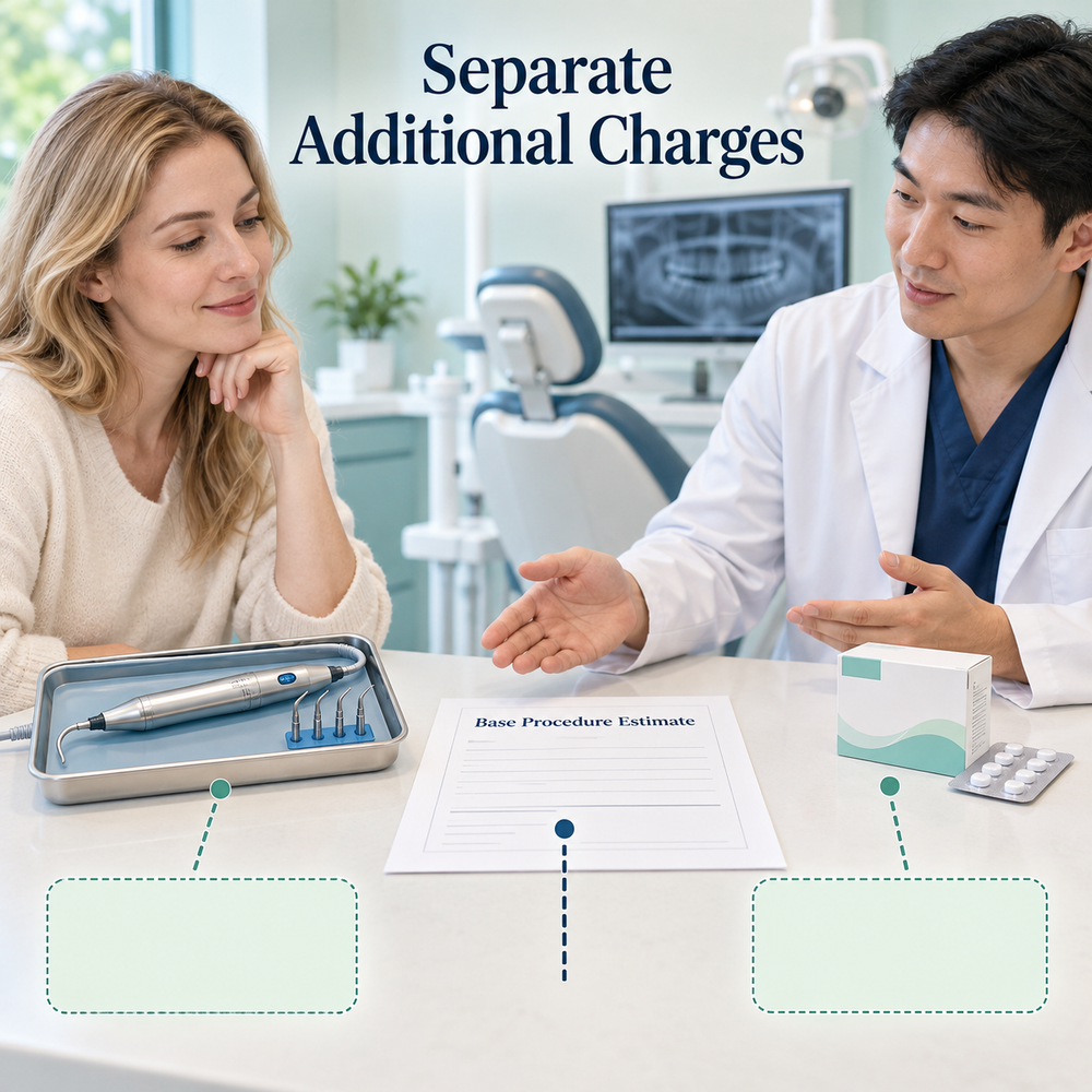 Separate Additional Charges. Educational illustration.