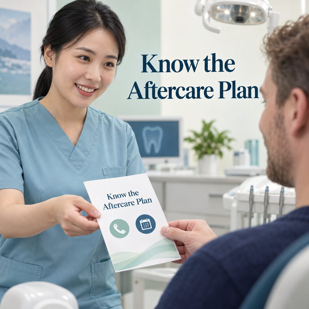 Know the Aftercare Plan. Educational illustration.