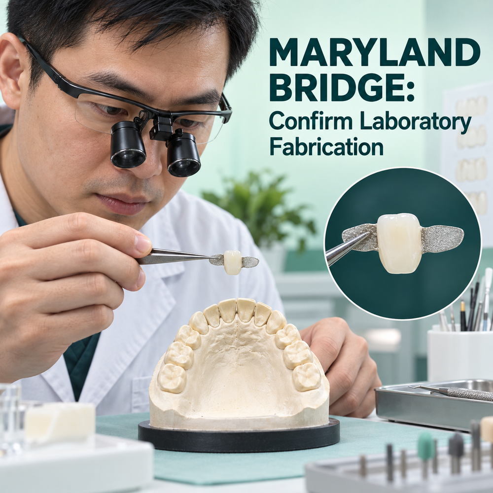 The laboratory fabricates the bridge to the agreed design. Educational illustration.