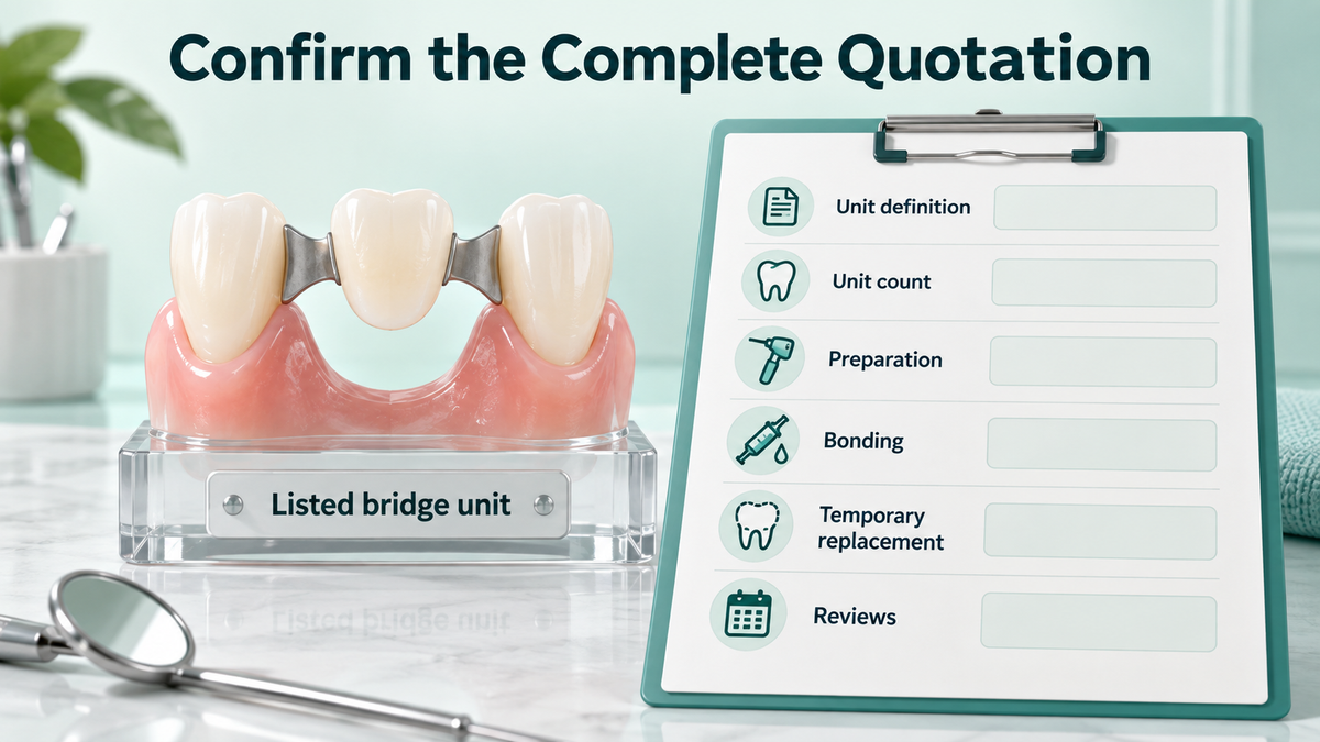 The complete quotation defines the billed unit and separate services. Educational illustration.