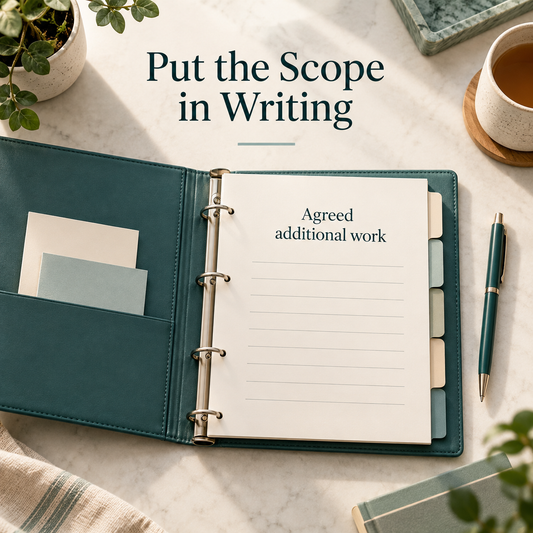 Written scope identifies the additional tasks. Illustrative scene.