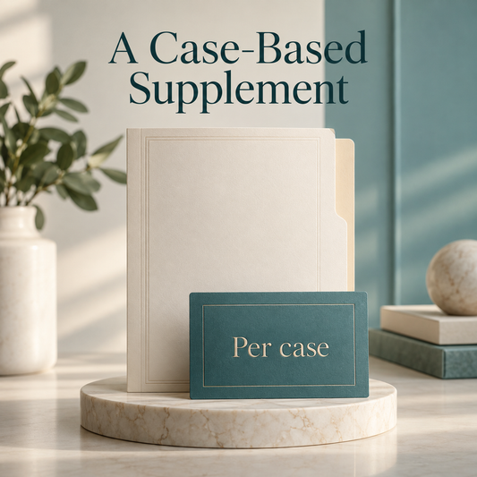 The source lists one supplement per case. Illustrative scene.