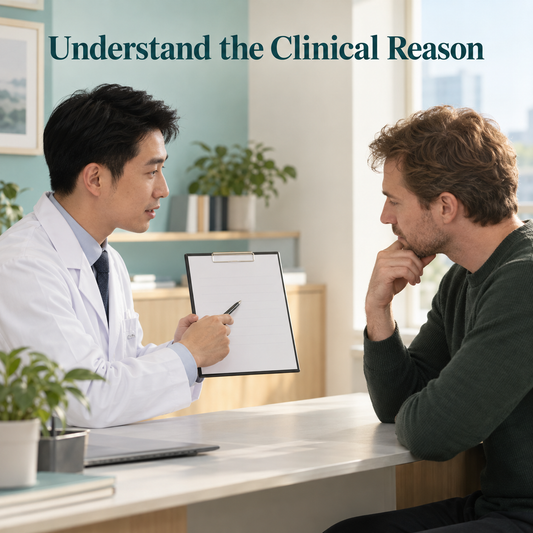 The clinician explains the reason for the category. Illustrative scene.