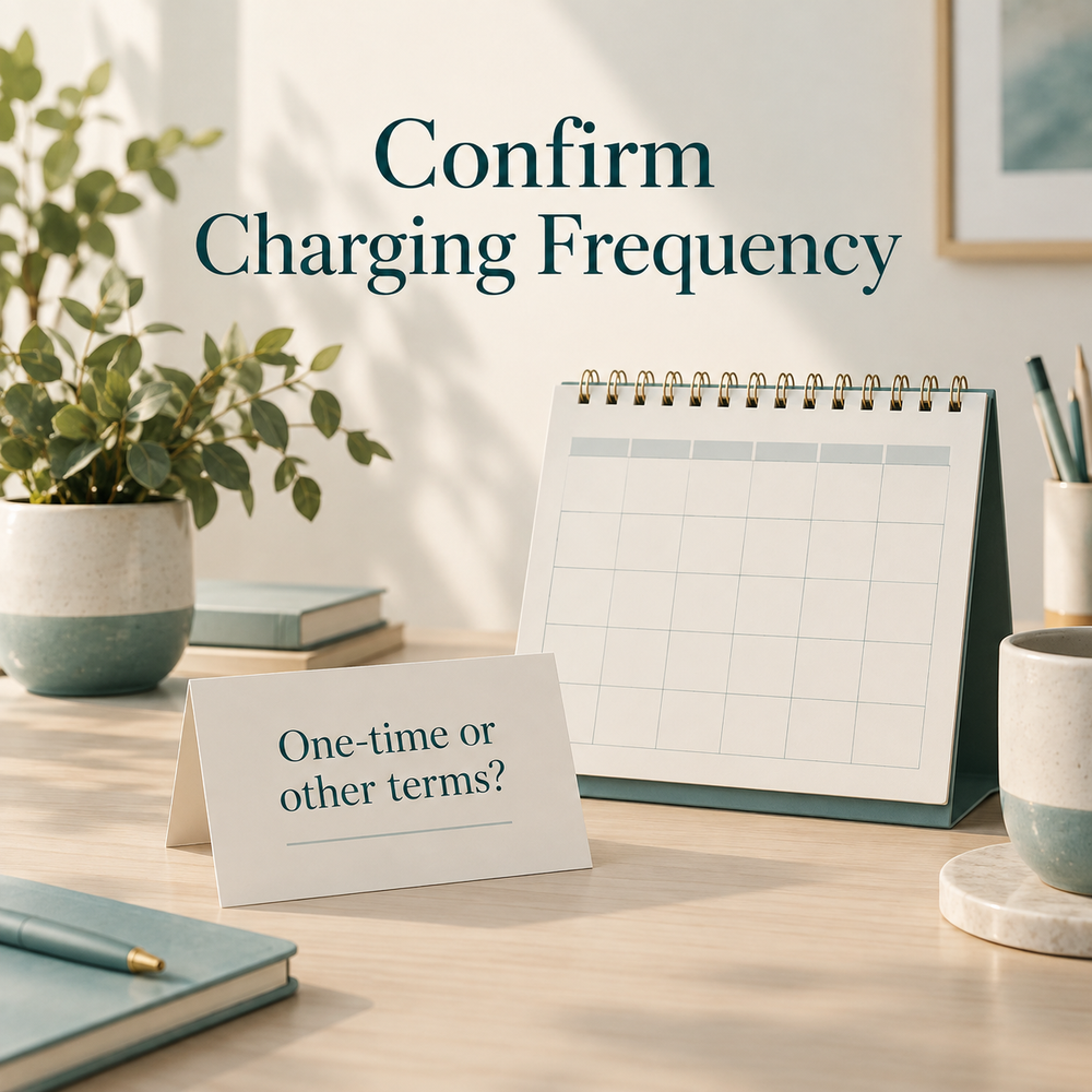 Charging frequency requires confirmation. Illustrative scene.