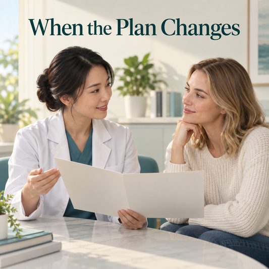 A revised plan is discussed with the treating clinician. Illustrative scene.
