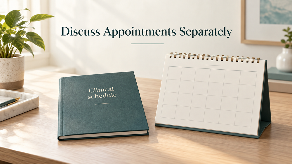 An individual clinical schedule is separate from the fee category. Illustrative scene.