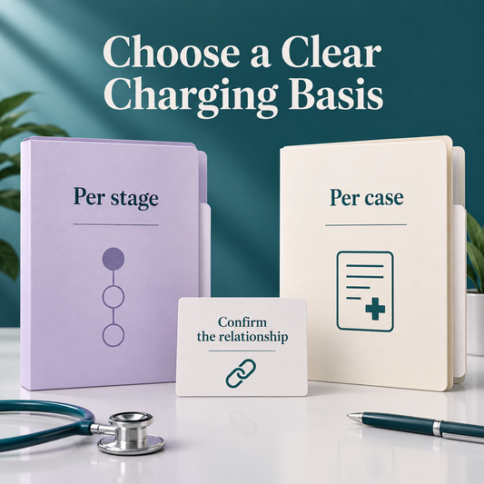 Per-stage and per-case charging need to be distinguished. Educational illustration.