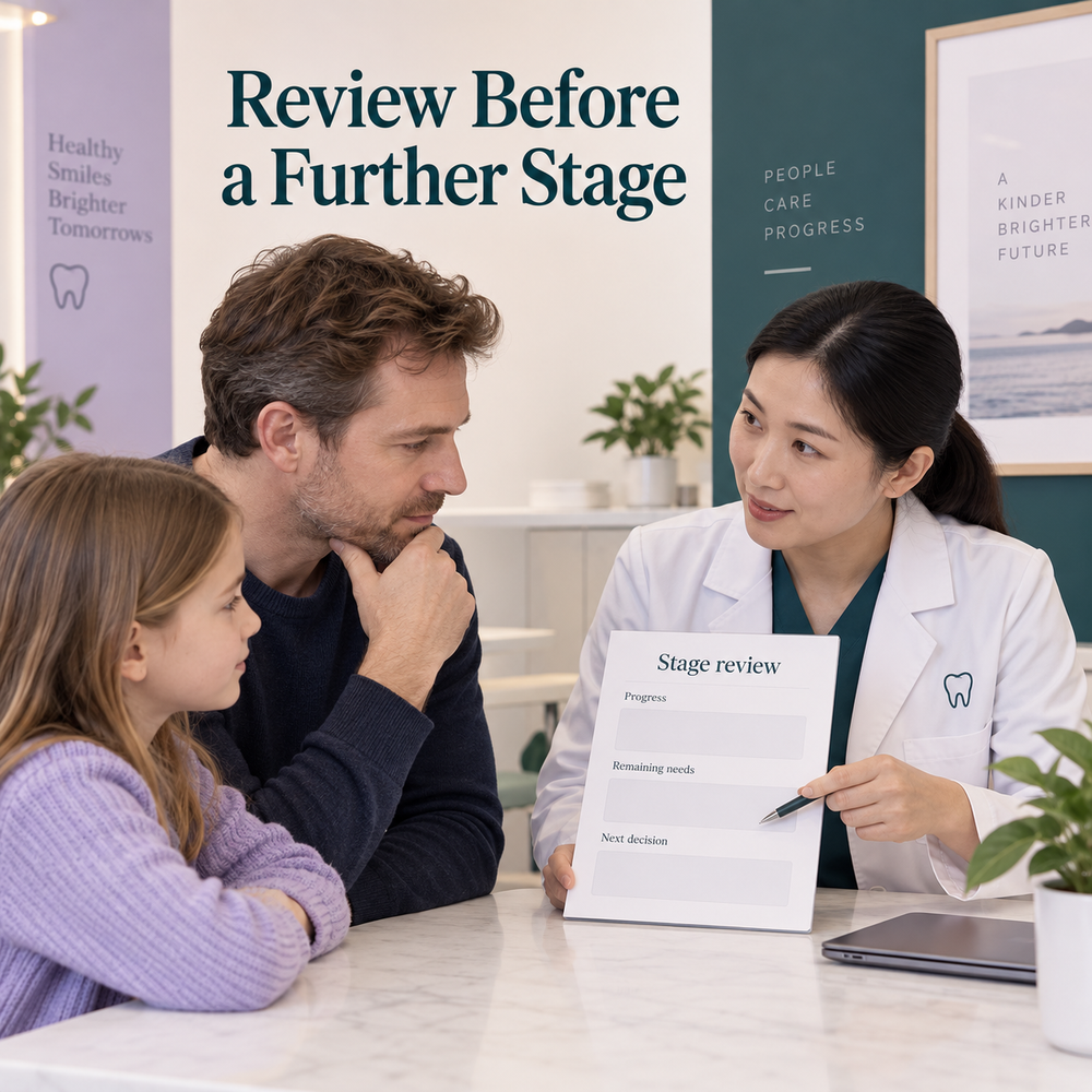 Another stage is considered after clinical review. Educational illustration.