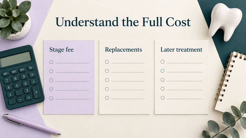 Stage charges are separated from extra appliances and later treatment. Educational illustration.