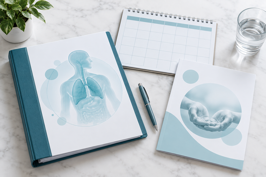 AI-generated educational illustration: Research protocol, participant information and calendar for clinical-study planning.