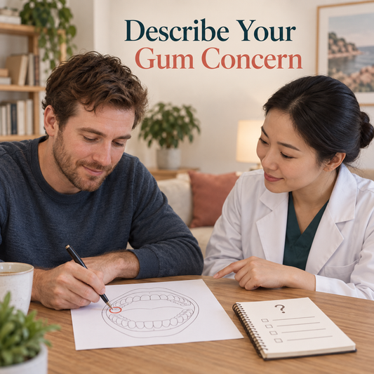 Describe Your Gum Concern. Educational illustration.