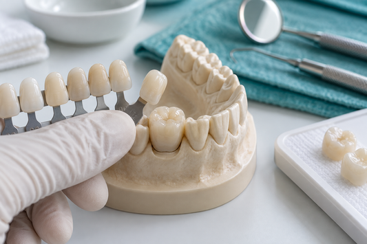 Illustrative appearance scene for dental implant treatment; not an actual patient or exact device specification.