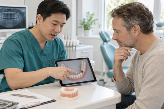Illustrative clinical conversation for dental treatment planning; not actual staff or patient case.