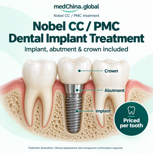 Nobel CC / PMC treatment: overview. Educational illustration; clinical assessment and exact components require confirmation.