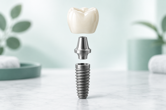 Illustrative implant, abutment and crown