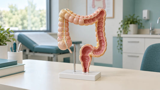 AI-generated colorectal anatomy teaching model illustrating specialist assessment.