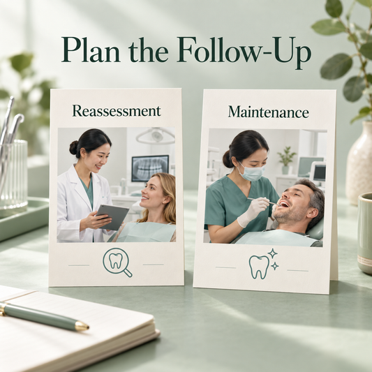 Reassessment and maintenance are planned separately. Educational illustration.