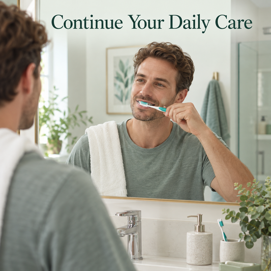 Daily care continues after reassessment. Educational illustration.