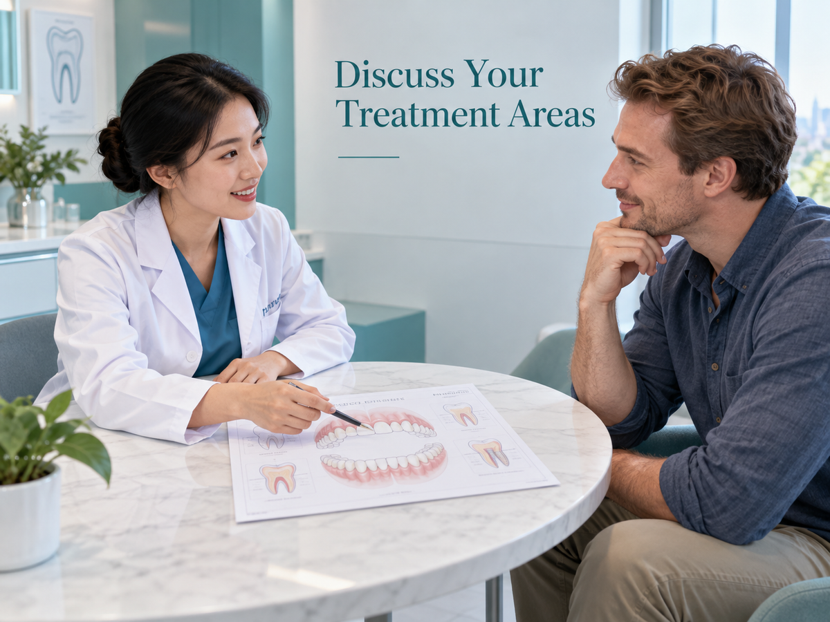 Discuss Your Treatment Areas. Educational illustration.