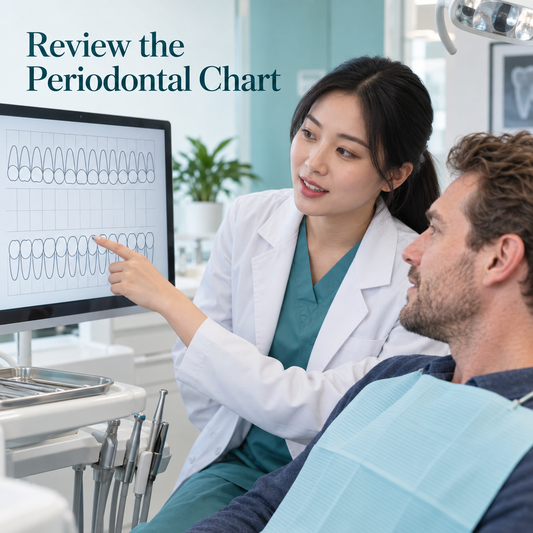 Review the Periodontal Chart. Educational illustration.