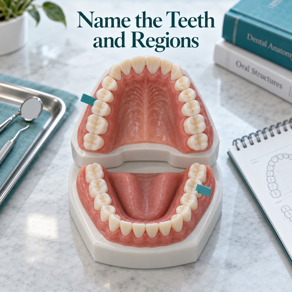 Name the Teeth and Regions. Educational illustration.